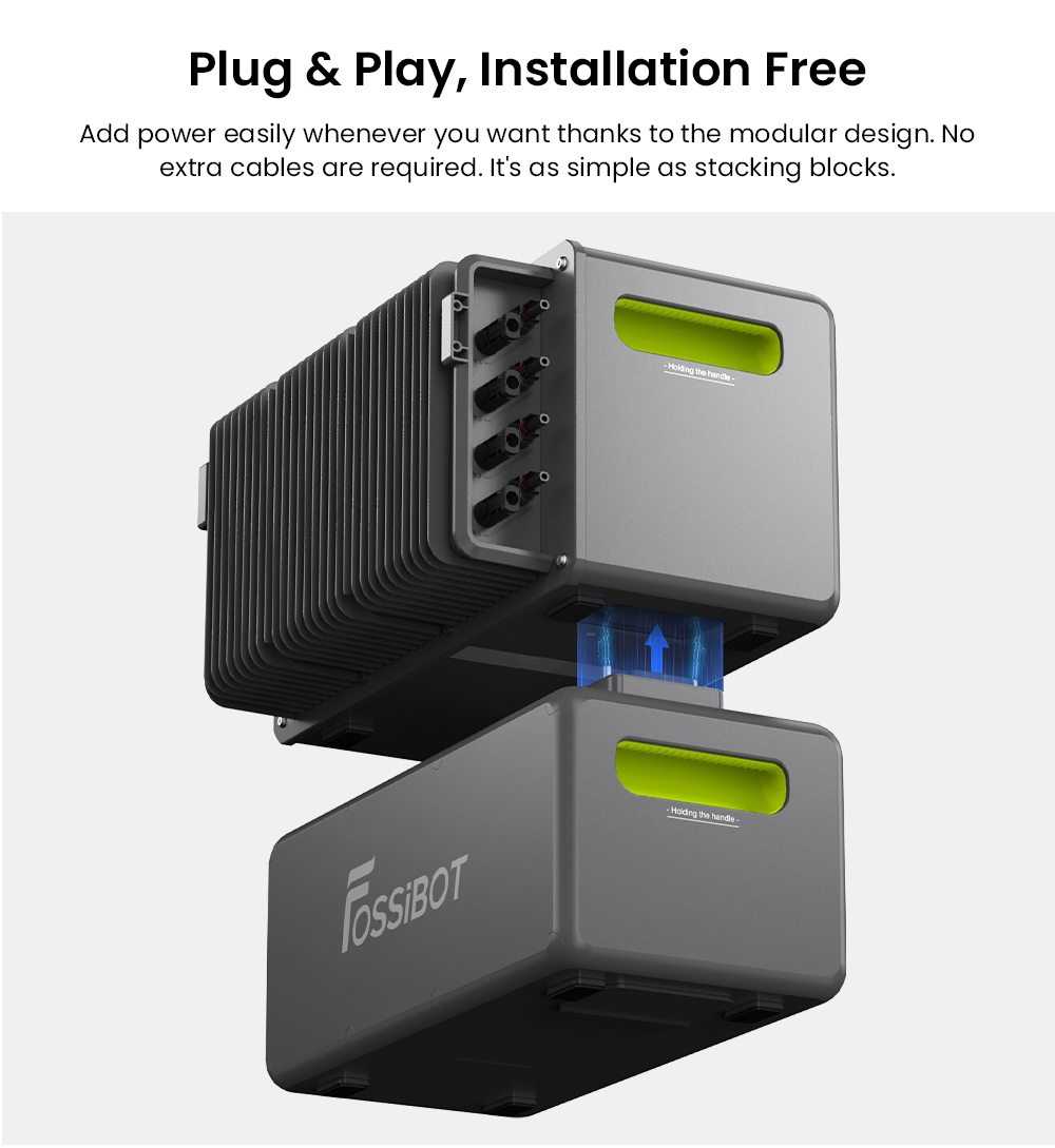 Tragbare Powerstation FOSSiBOT FBP1200, 1958 Wh LiFePO4 (erweiterbar auf 9790 Wh), 1200 W netzunabh&auml;ngige Ausgangsleistung, KI-gest&uuml;tztes HEMS mit intelligenter Zeitplanung und Lastspitzenkappung, ger&auml;uschlose, l&uuml;fterlose K&uuml;hlung, Schutzart IP65