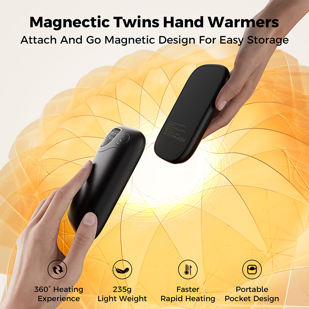 Flashfish ST01 2-in-1 Magnetische Handw&auml;rmer, 3,5 Stunden Schnellladung, 360&deg; Rundum-W&auml;rme, 4 Heizstufen, 2 x 3500 mAh, Taschenformat