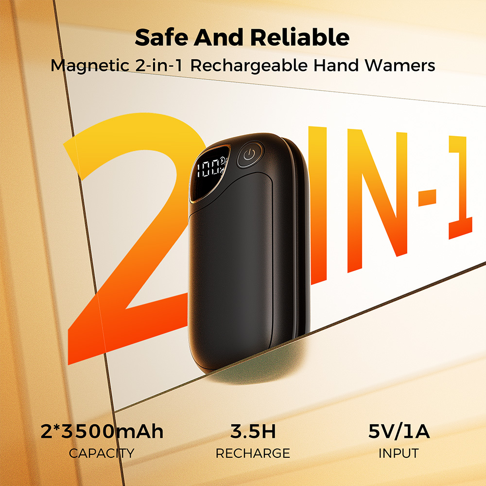 Flashfish ST01 2-in-1 Magnetische Handw&auml;rmer, 3,5 Stunden Schnellladung, 360&deg; Rundum-W&auml;rme, 4 Heizstufen, 2 x 3500 mAh, Taschenformat