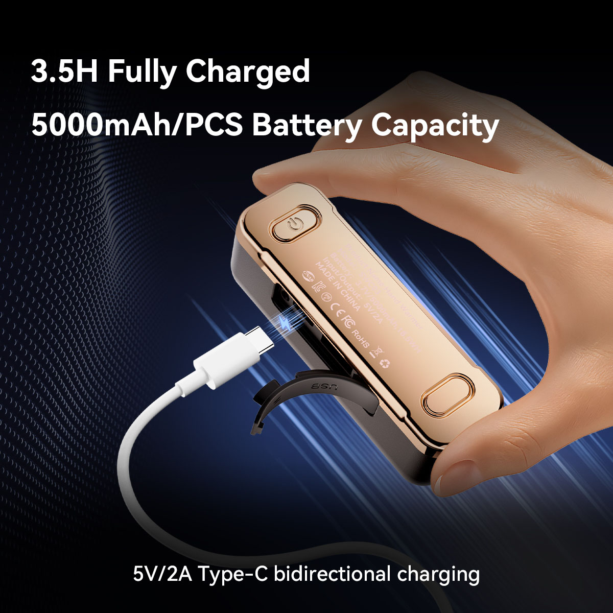 Chauffe-mains d&eacute;tachables Flashfish SWC03 2-en-1, charge rapide 3,5 h, 4 niveaux de chauffe, 2 batteries 5000 mAh, chauffe instantan&eacute;e et format de poche