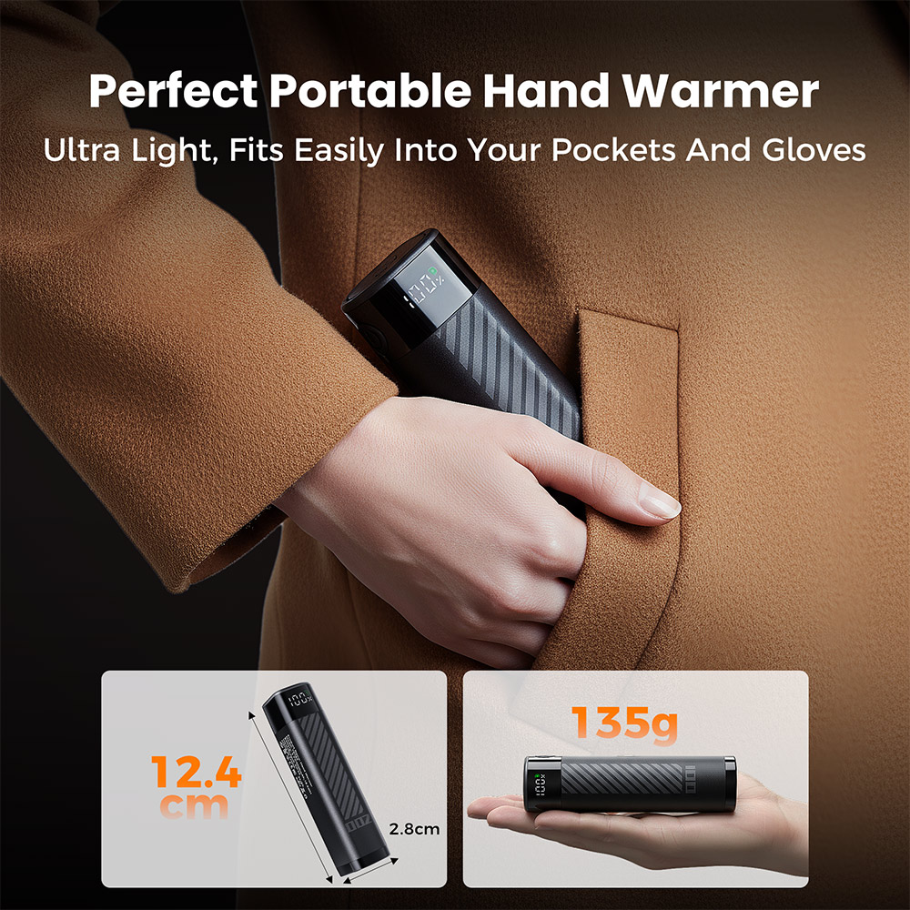 Flashfish YZC04 2-in-1 Magnetische Handw&auml;rmer, LED-Echtzeitanzeige, 3,5-Stunden-Schnellladung, 2 x 5000 mAh, kompakt und tragbar