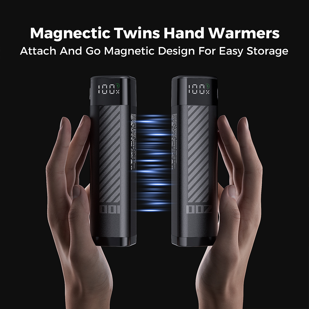 Flashfish YZC04 2-in-1 Magnetische Handw&auml;rmer, LED-Echtzeitanzeige, 3,5-Stunden-Schnellladung, 2 x 5000 mAh, kompakt und tragbar