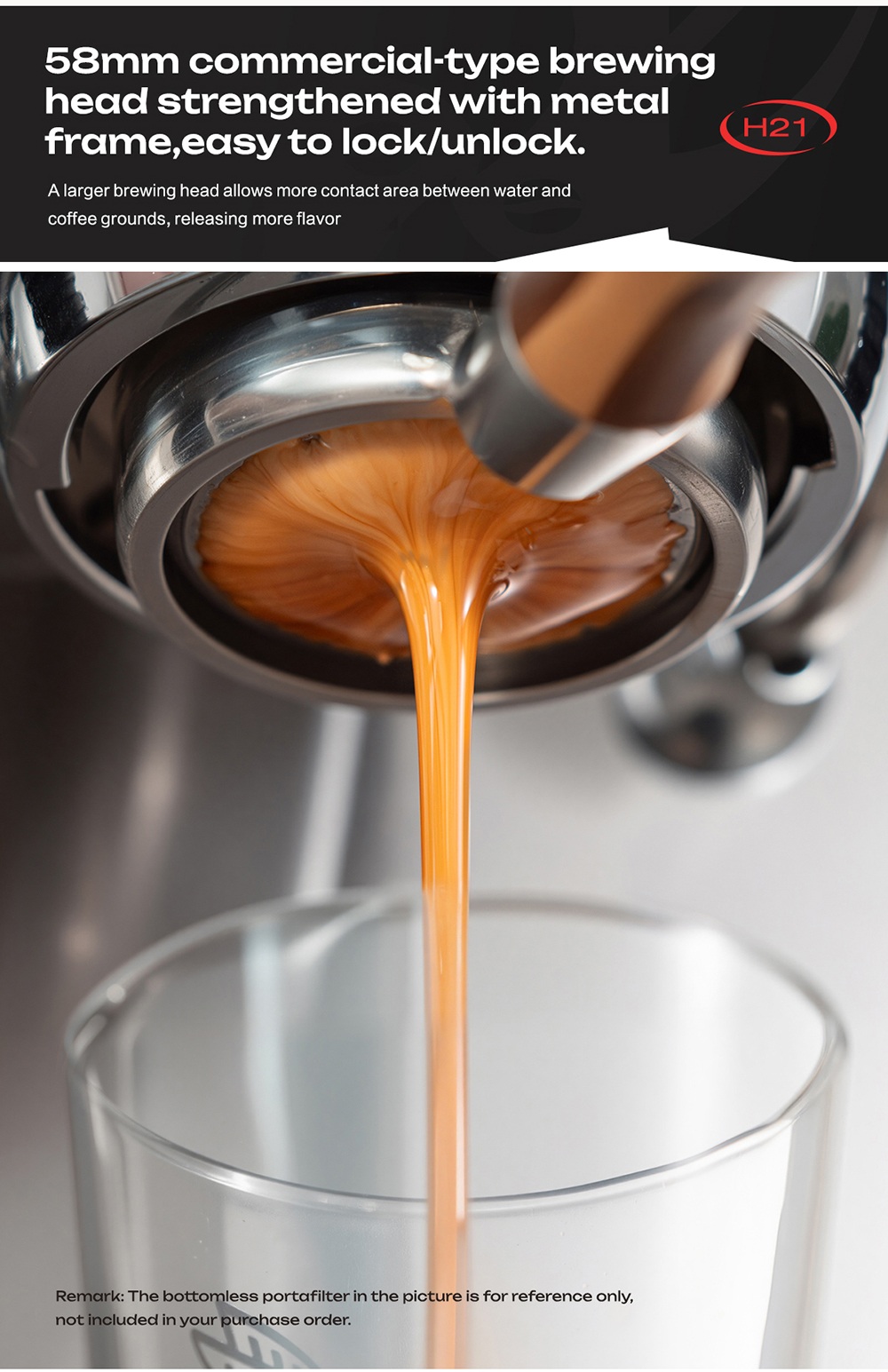 HiBREW H21 Espresso-Kaffeemaschine, Dreifachkessel mit Doppelpumpe, PID-Temperaturregelung, 9-Bar-Druck, 58mm Siebtr&auml;ger, gleichzeitiges Br&uuml;hen & D&auml;mpfen, 1,8L Wassertank, Cappuccino- & Latte-Maker