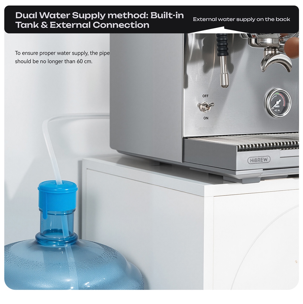 HiBREW H21 Espresso-Kaffeemaschine, Dreifachkessel mit Doppelpumpe, PID-Temperaturregelung, 9-Bar-Druck, 58mm Siebtr&auml;ger, gleichzeitiges Br&uuml;hen & D&auml;mpfen, 1,8L Wassertank, Cappuccino- & Latte-Maker