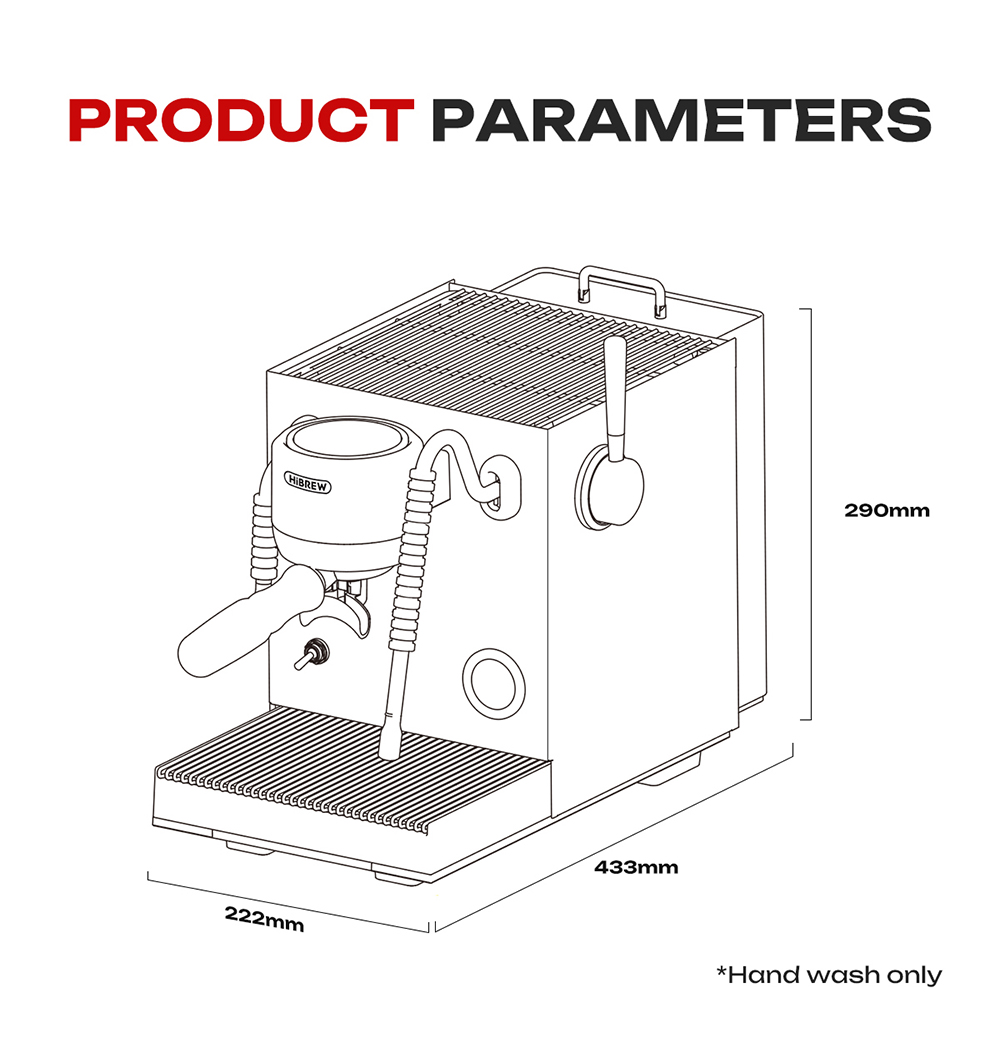 HiBREW H21 Espresso-Kaffeemaschine, Dreifachkessel mit Doppelpumpe, PID-Temperaturregelung, 9-Bar-Druck, 58mm Siebtr&auml;ger, gleichzeitiges Br&uuml;hen & D&auml;mpfen, 1,8L Wassertank, Cappuccino- & Latte-Maker