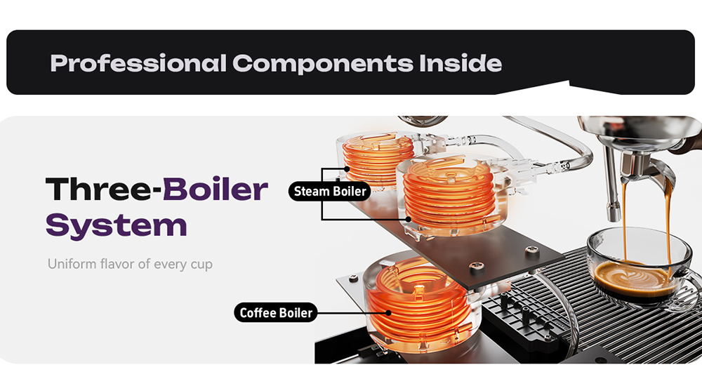 HiBREW H21 Espresso Coffee Machine, Triple-Boiler Dual-Pump, PID Temperature Control, 9-Bar Pressure, 58mm Portafilter, Simultaneous Brewing & Steaming, 1.8L Water Tank, Cappuccino & Latte Maker