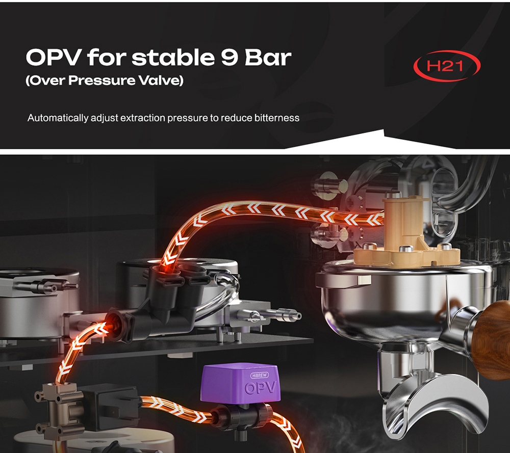 HiBREW H21 Espresso Coffee Machine, Triple-Boiler Dual-Pump, PID Temperature Control, 9-Bar Pressure, 58mm Portafilter, Simultaneous Brewing & Steaming, 1.8L Water Tank, Cappuccino & Latte Maker