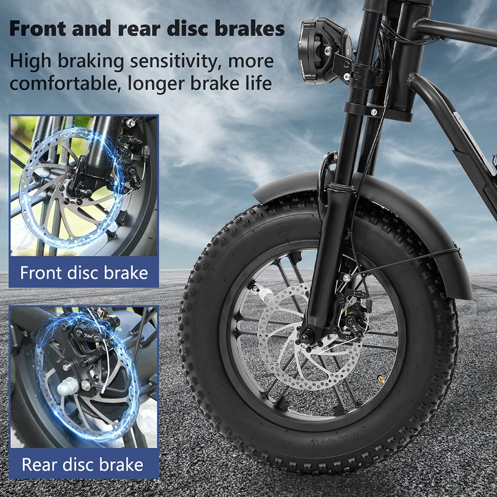 Hidoes B6mini Electric Bike, 500W Motor, 48V 10.4Ah Battery, 16 inch Tires, 35km/h Max Speed, 28km Range, Front & Rear Disc Brake, Front Fork Suspension & Rear Spring Suspension