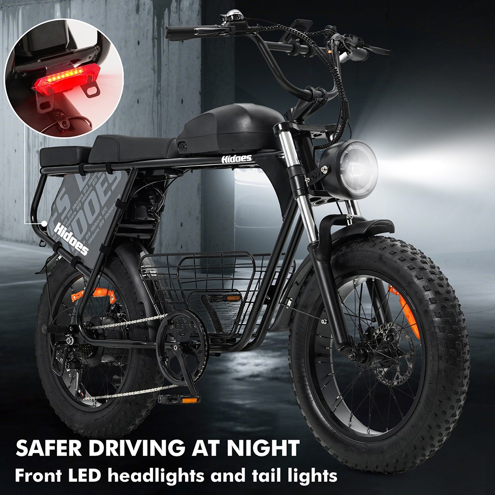 Hidoes B9 Electric Bike, 750W Motor, 48V 18.2Ah+15.6Ah Dual Battery, 20*4.0 inch Tires, 45km/h Max Speed, 150km Max Range, Front & Rear Hydraulic Disc Brakes, Dual Shock Absorbers