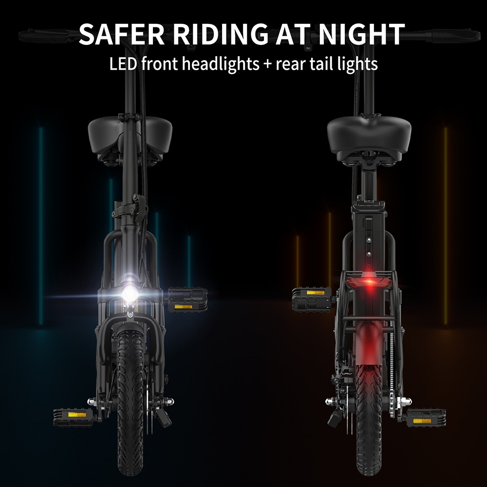 Hidoes C5 Folding Electric Bike, 350W Motor, 36V 10.4Ah Battery, 14 inch Tires, 25km/h Max Speed, 28km Range, Front & Rear Disc Brake, Front Fork Suspension