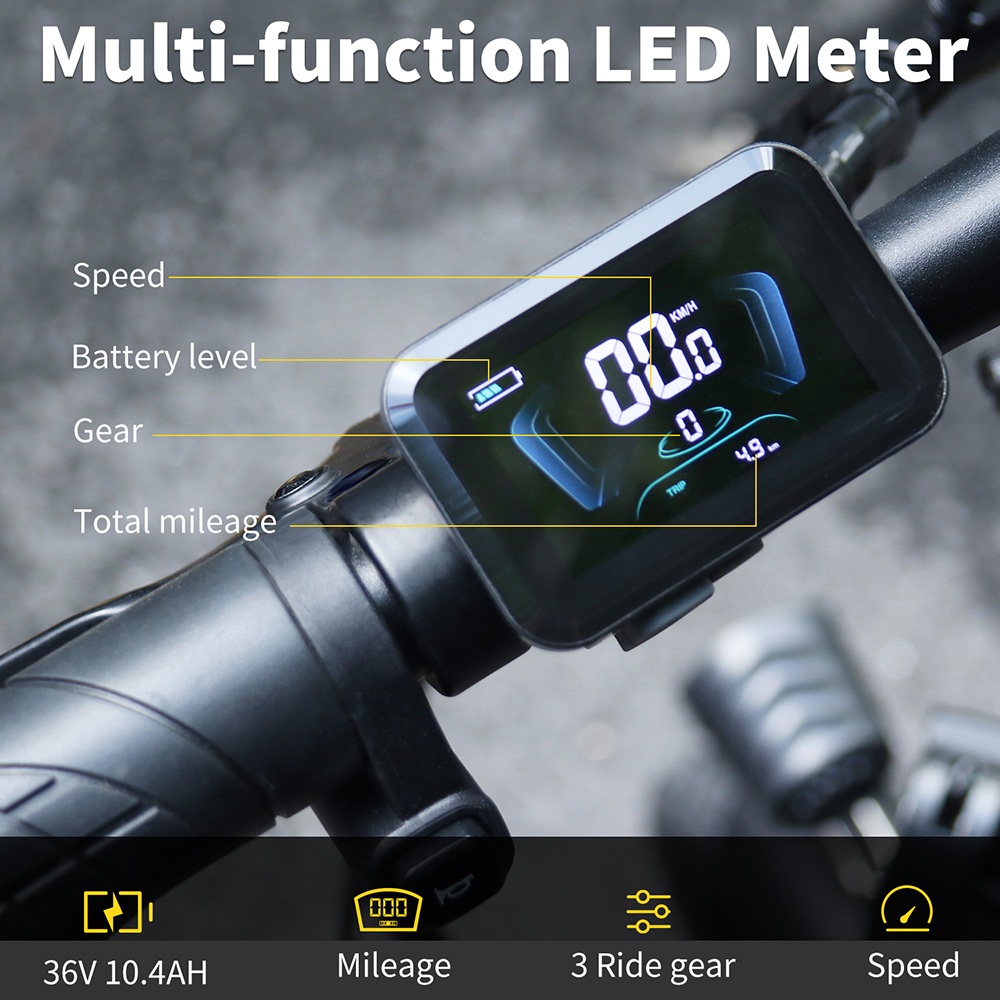 Hidoes C5 Folding Electric Bike, 350W Motor, 36V 10.4Ah Battery, 14 inch Tires, 25km/h Max Speed, 28km Range, Front & Rear Disc Brake, Front Fork Suspension