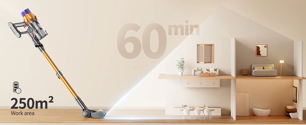 Honiture X7 Kabelloser Staubsauger, 45KPa Starke Saugkraft, 60 Minuten Laufzeit, 1,5L Staubkapazit&auml;t, Selbststehender 3-in-1 Stabstaubsauger, LED-Touchscreen, 7-Schicht-HEPA-Filtration, Leise &le; 68dB