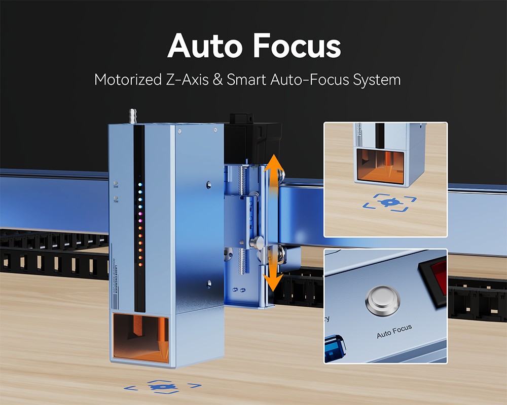 IKIER K70 MAX 70W Laser Engraver, 850×800mm Working Area, 0.01mm High Precision, 0.1×0.15mm Ultra-Fine Spot, 400mm/s Fast Speed, Auto Focus & Auto Sinking Cutting