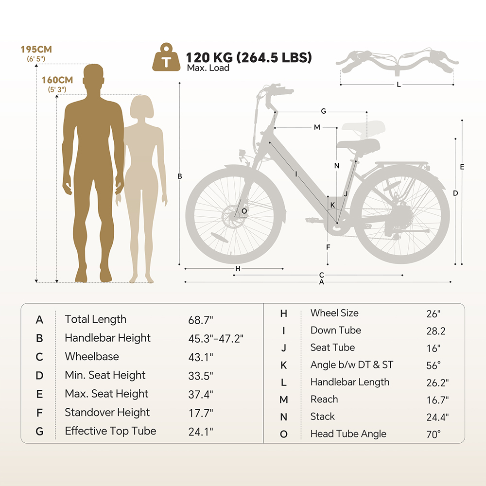 Touroll J2 ST Elektrofahrrad, 250-W-Motor, 36-V-15,6-Ah-Akku, 26-Zoll-Reifen, 25 km/h H&ouml;chstgeschwindigkeit, 100 km maximale Reichweite, mechanische Scheibenbremse, Federgabel, Shimano 7-Gang-Schaltung &ndash; Grau