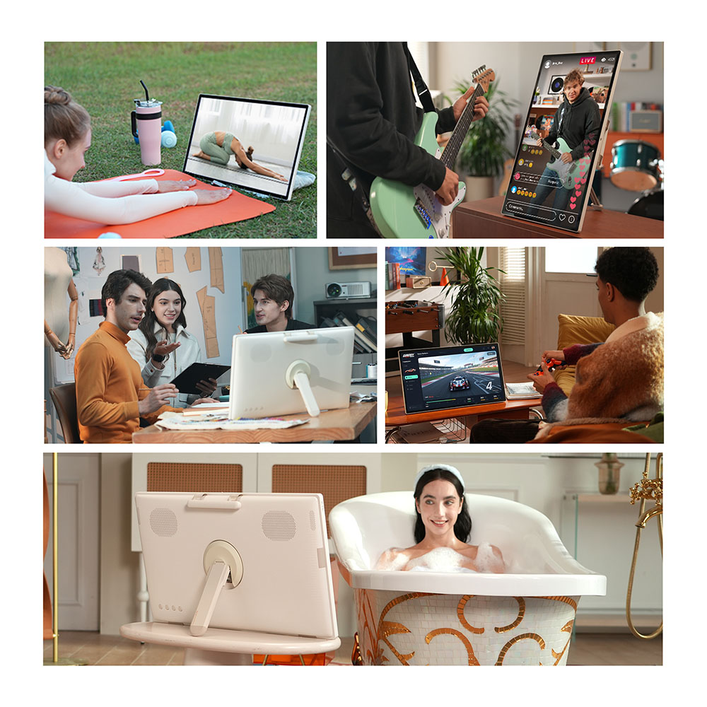 KTC A25Q5 24.5 inch Touchscreen Portable Monitor, 1920*1080 60Hz IPS Screen, Google EDLA, Android 14, 8GB+128GB, 8MP Camera, 2*8W+2*4W Speakers, Up to 8 Hours Battery Life, Low Blue Light, Screen Casting, 0-45° Swivel Angle & 90° Pivot Angle