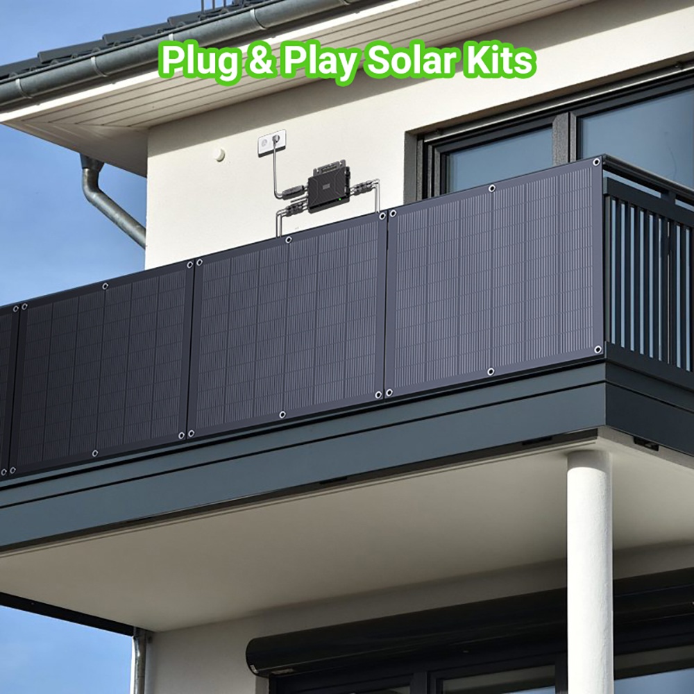 LIONSHEE LS-PV800Mi 800W Flexibles Solar-Set, 4&times;200W Module + 1 Mikro-Wechselrichter, 23,5% Wirkungsgrad, IP67 wasserdicht, 5m Netzkabel, Plug-and-Play f&uuml;r Balkon & Wohnmobil