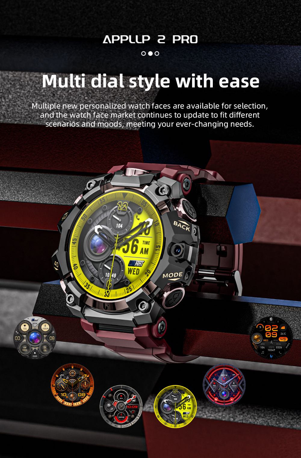 LOKMAT APPLLP 2 Pro Smartwatch, 1.508 inch AMOLED Screen, Supports 5G LTE, Dual Cameras, Facial Recognition, Health Data Monitoring - Black, 4GB+64GB