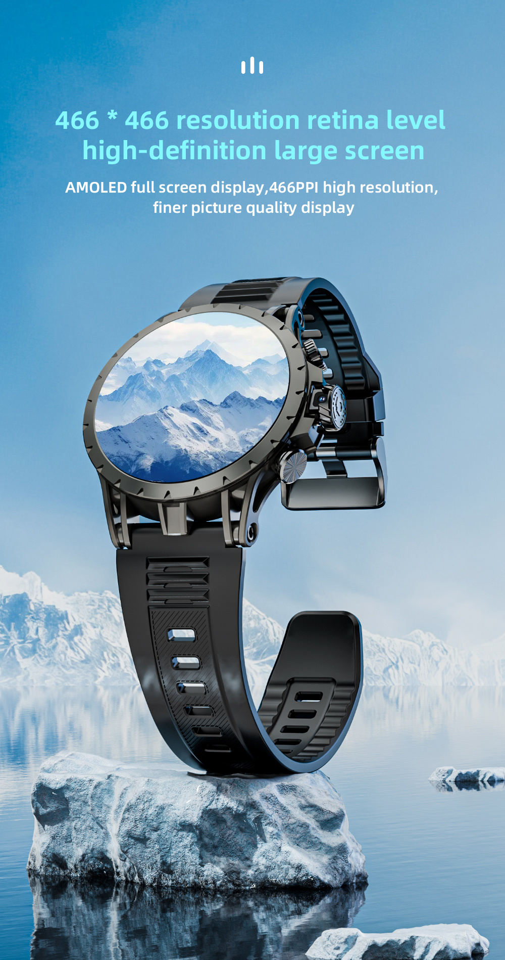 LOKMAT APPLLP 4 Smartwatch, 1.508 inch AMOLED Screen, 4G/5G SIM Card, Heart Rate & Blood Oxygen Monitoring, GPS Positioning