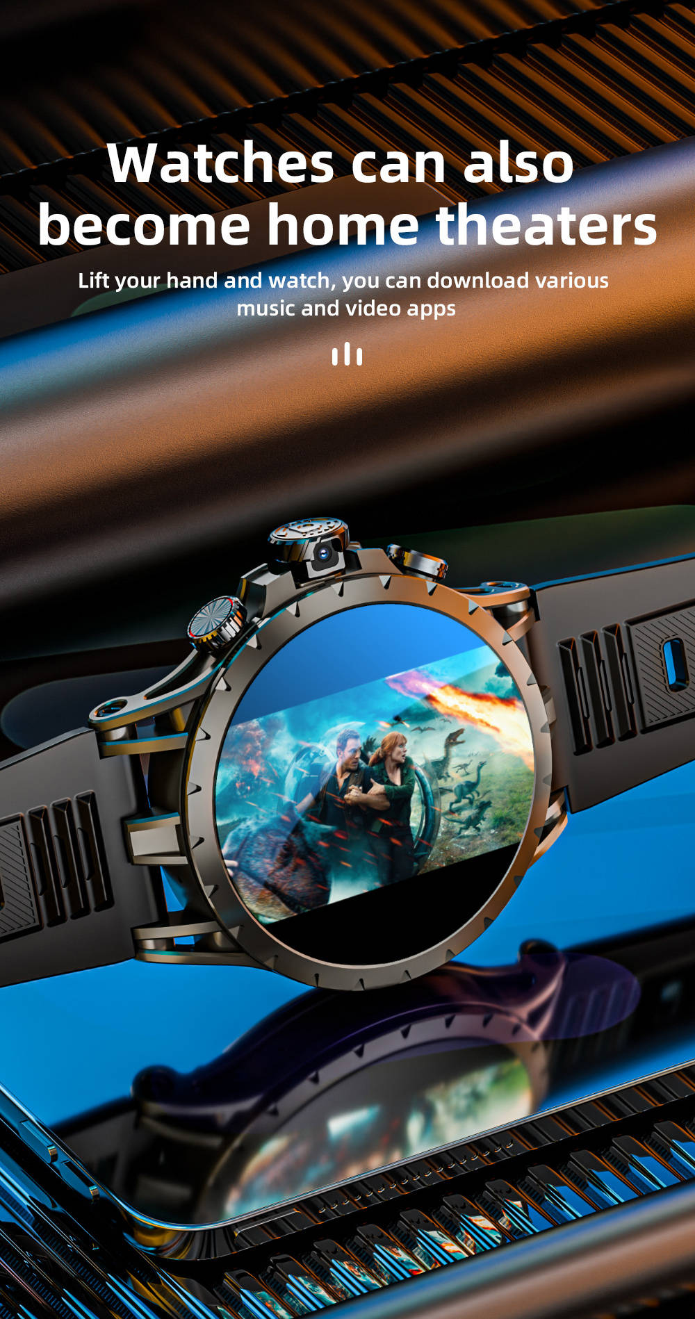 LOKMAT APPLLP 4 Smartwatch, 1.508 inch AMOLED Screen, 4G/5G SIM Card, Heart Rate & Blood Oxygen Monitoring, GPS Positioning