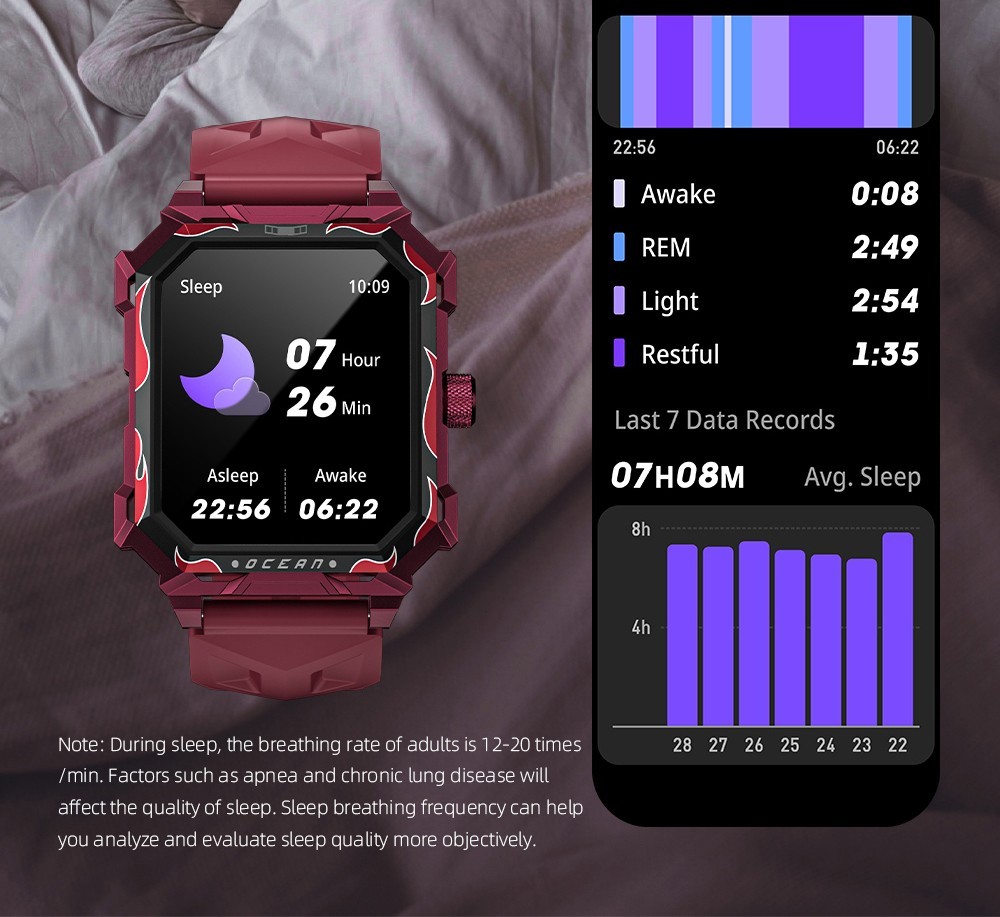 LOKMAT Ocean Max Sport Smartwatch Fitness Tracker Heart Rate, Blood Oxygen Monitor, Bluetooth 5.3 - Black