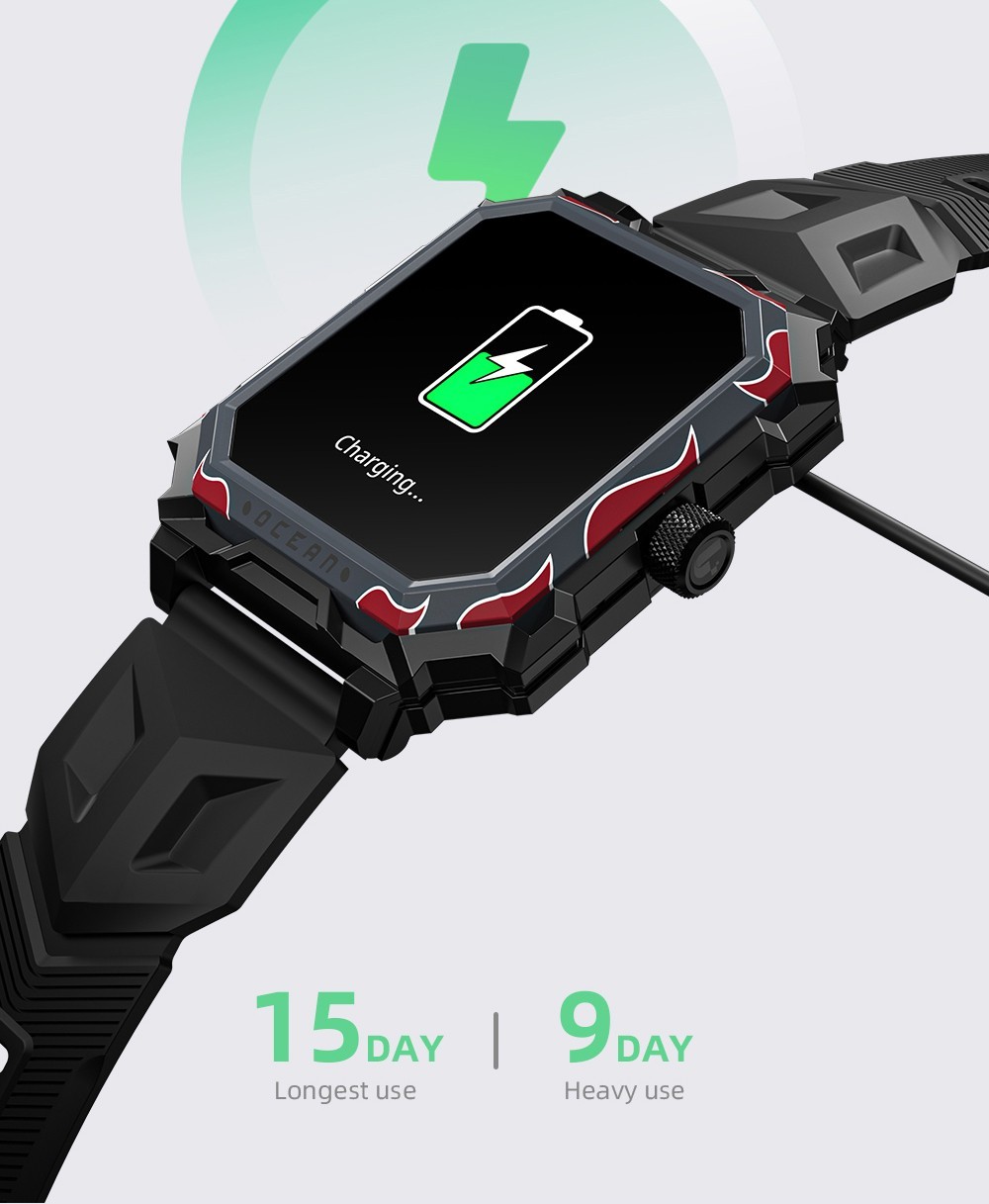 LOKMAT Ocean Max Sport Smartwatch Fitness Tracker Heart Rate, Blood Oxygen Monitor, Bluetooth 5.3 - Black