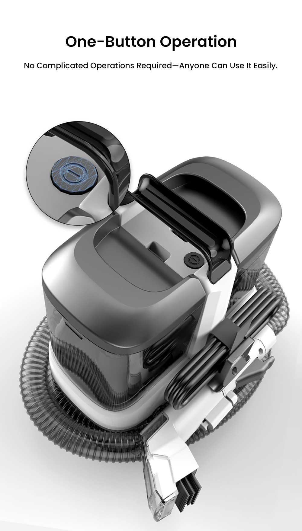 MAMNV C3 Tragbarer Stoffreiniger, 13.000Pa Saugkraft, 500W B&uuml;rstenmotor, 1,5m Flexibler Schlauch, 1000ml Reinigungs- und 500ml Abfallbeh&auml;lter, Leicht und Leise, f&uuml;r Sofa/Teppich/Matratze/Auto