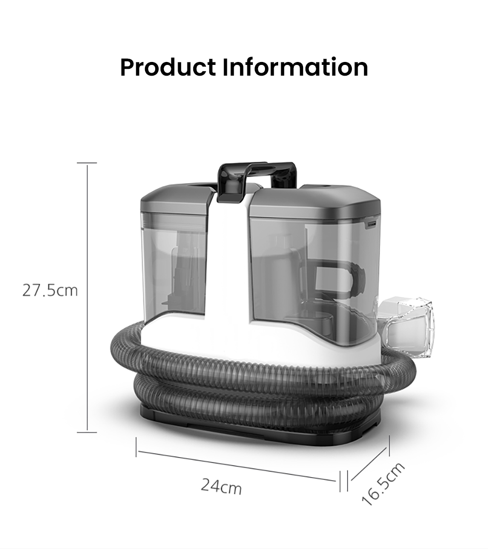 MAMNV C3 Portable Fabric Cleaner, 13,000Pa Suction, 500W Brush Motor, 1.5m Flexible Hose, 1000ml Clean & 500ml Waste Tanks, Lightweight & Quiet, for Sofa/Carpet/ Mattress/Car