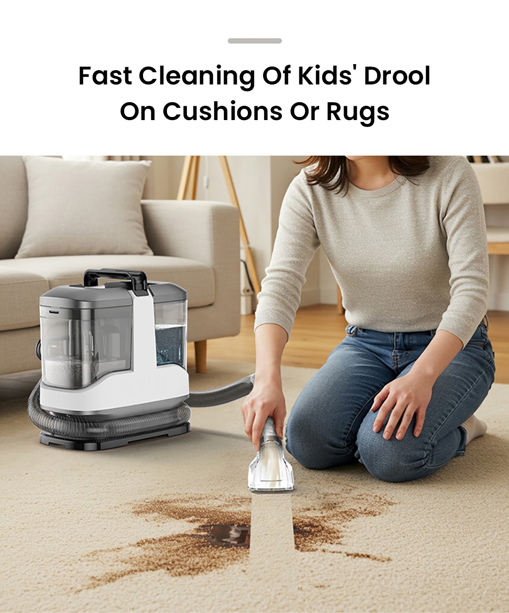 MAMNV C3 Portable Fabric Cleaner, 13,000Pa Suction, 500W Brush Motor, 1.5m Flexible Hose, 1000ml Clean & 500ml Waste Tanks, Lightweight & Quiet, for Sofa/Carpet/ Mattress/Car