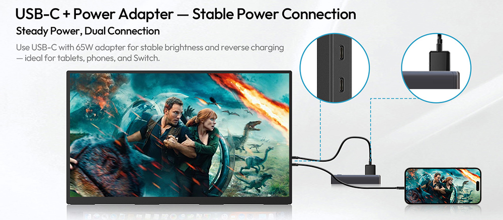 MESWAO S238 23.8 inch Portable Monitor, 1080P FHD IPS Screen, 120Hz Refresh Rate, 100% sRGB, 178&deg; Wide Viewing Angle, Built-in Dual Speaker, 180&deg; Adjustable Mount, 100x100mm VESA Mount, 2*Type-C, 1*HDMI, 1*Audio - EU Plug