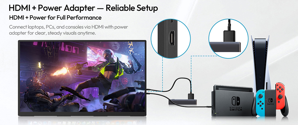 MESWAO S238 23.8 inch Portable Monitor, 1080P FHD IPS Screen, 120Hz Refresh Rate, 100% sRGB, 178&deg; Wide Viewing Angle, Built-in Dual Speaker, 180&deg; Adjustable Mount, 100x100mm VESA Mount, 2*Type-C, 1*HDMI, 1*Audio - EU Plug