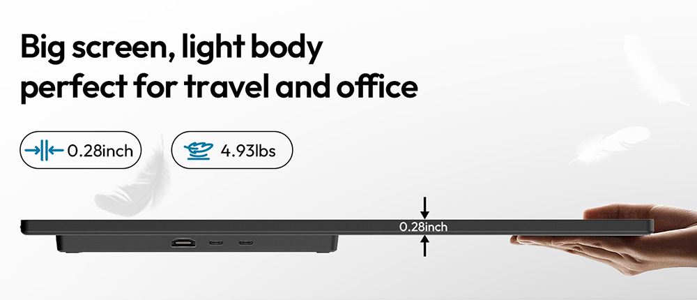 MESWAO S238 23.8 inch Portable Monitor, 1080P FHD IPS Screen, 120Hz Refresh Rate, 100% sRGB, 178&deg; Wide Viewing Angle, Built-in Dual Speaker, 180&deg; Adjustable Mount, 100x100mm VESA Mount, 2*Type-C, 1*HDMI, 1*Audio - EU Plug