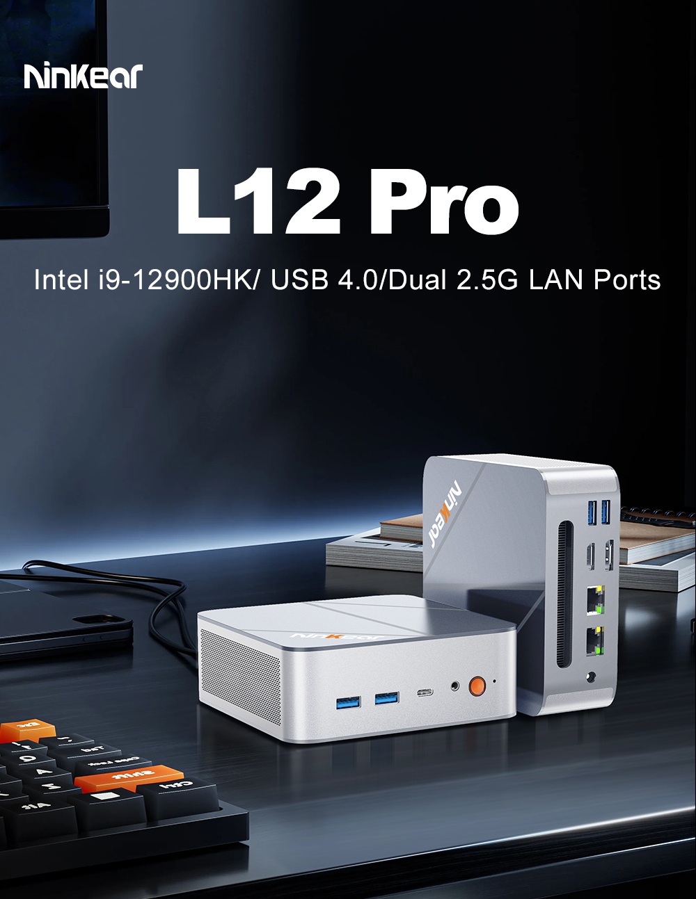 Ninkear L12 Pro Mini-PC, Intel i9-12900HK 14 Kerne Max 5,0 GHz, 16 GB RAM, 1 TB SSD, DisplayPort (8K) + HDMI (4K) + USB-C (4K), WLAN 6, Bluetooth 5.2, 2 x 2,5-Gbit/s-RJ45-Anschluss, 4 x USB 3.0-Anschluss, 1 x Kopfh&ouml;reranschluss