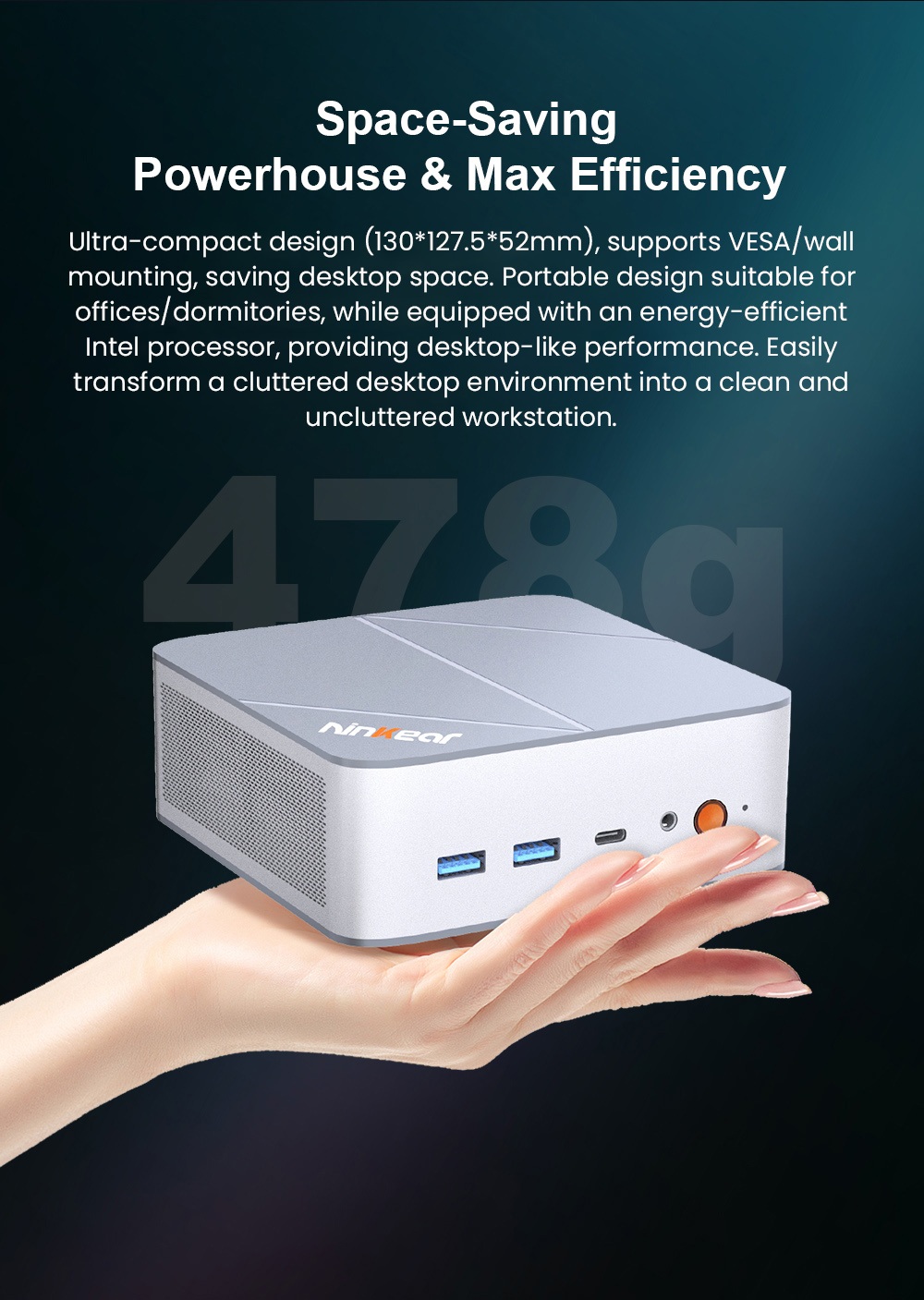 Ninkear L12 Pro Mini PC, Intel i9 12900HK 14 Cores Max 5.0GHz, 16GB RAM 1TB SSD, DP (8K)+ HDMI (4K) + Type-C (4K), WiFi 6 Bluetooth 5.2, 2*2.5G RJ45, 4*USB3.0, 1*Earphone Jack