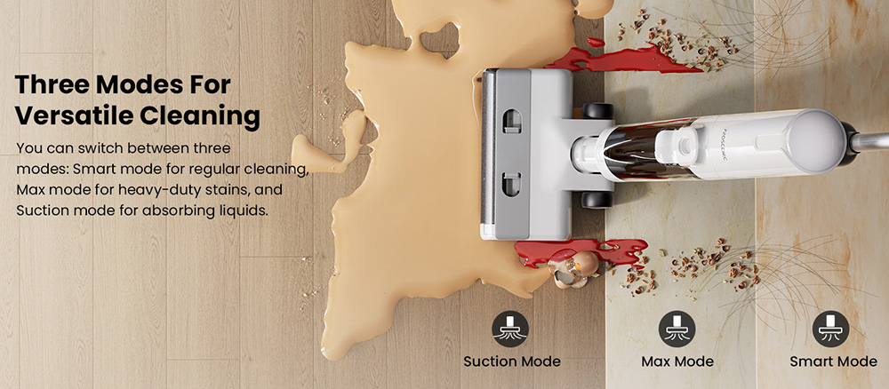 Proscenic F10 Ultra 3-in-1 Akku-Staubsauger, Nass- und Trockenreinigung, 60 Minuten Laufzeit, 1,3-Liter-Doppelwassertank, LED-Anzeige, Selbstreinigungsfunktion und 3 Modi