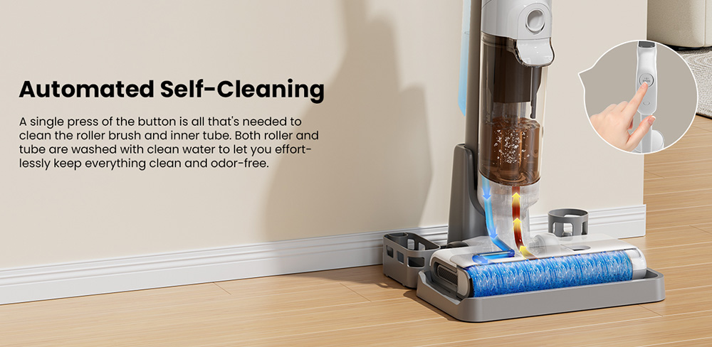 Proscenic F10 Ultra 3-in-1 Akku-Staubsauger, Nass- und Trockenreinigung, 60 Minuten Laufzeit, 1,3-Liter-Doppelwassertank, LED-Anzeige, Selbstreinigungsfunktion und 3 Modi