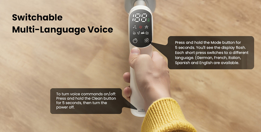 Proscenic F10 Ultra 3-in-1 Akku-Staubsauger, Nass- und Trockenreinigung, 60 Minuten Laufzeit, 1,3-Liter-Doppelwassertank, LED-Anzeige, Selbstreinigungsfunktion und 3 Modi