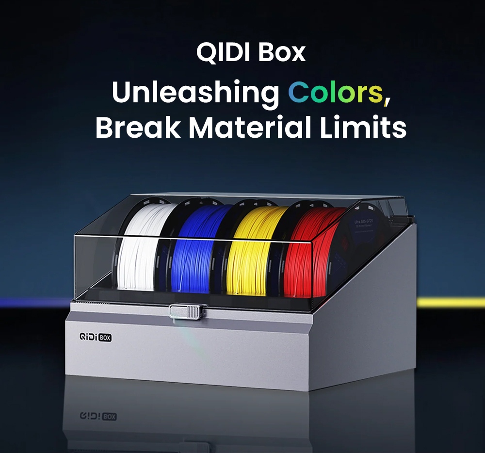 QIDI Box for Q2 3D Printer, 16-Color Multi-Material Printing, Auto Refill, 65℃ Real-Time Drying, Dual-Gear Extrusion, Intelligent NFC Operation, Filament Monitoring, Wide Material Compatibility