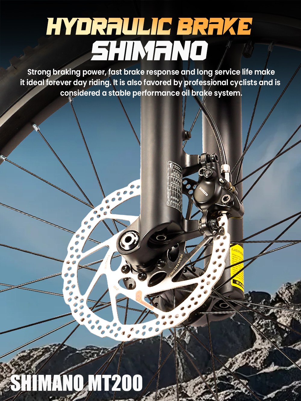 RANDRIDE MX500 Vélo électrique, moteur central 500W, batterie 48V 15Ah, pneus de 27,5 pouces, vitesse maximale de 45 km/h, autonomie maximale de 150 km, frein hydraulique, fourche avant à air, Shimano 9 vitesses