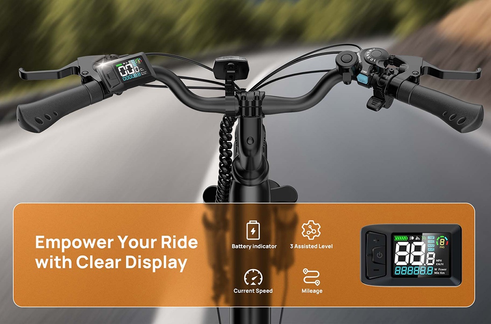 URLIFE E26 Electric Bike, 250W Motor, 36V 13Ah Battery, 26 inch Tires, 25km/h Max Speed, 80km Range, Front & Rear Disc Brakes, Front Fork Suspension, Shimano 7-speed - Black