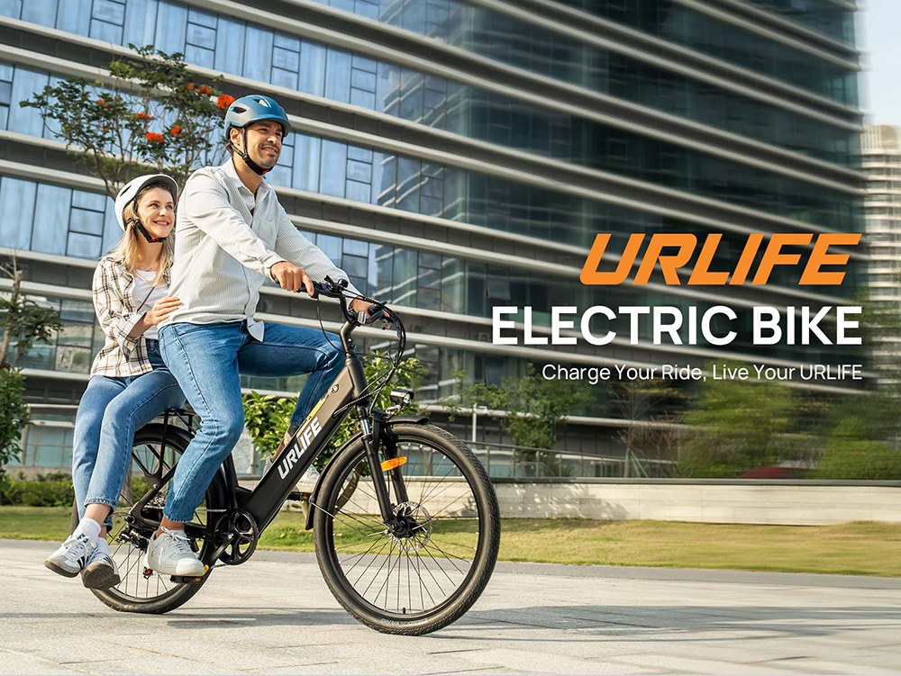 URLIFE E26 Electric Bike, 250W Motor, 36V 13Ah Battery, 26 inch Tires, 25km/h Max Speed, 80km Range, Front & Rear Disc Brakes, Front Fork Suspension, Shimano 7-speed - White