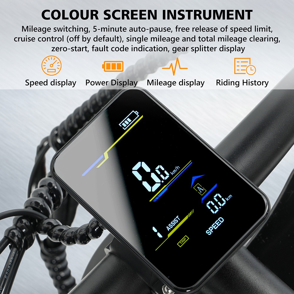 Vipcoo VM6 Electric Bike, 750W Motor, 48V 18.2Ah Battery, 20*4 inch Tires, 40km/h Max Speed, 75km Max Range, Front & Rear Mechanical Disc Brake, Rear Shock Absorber, Shimano 7-speed