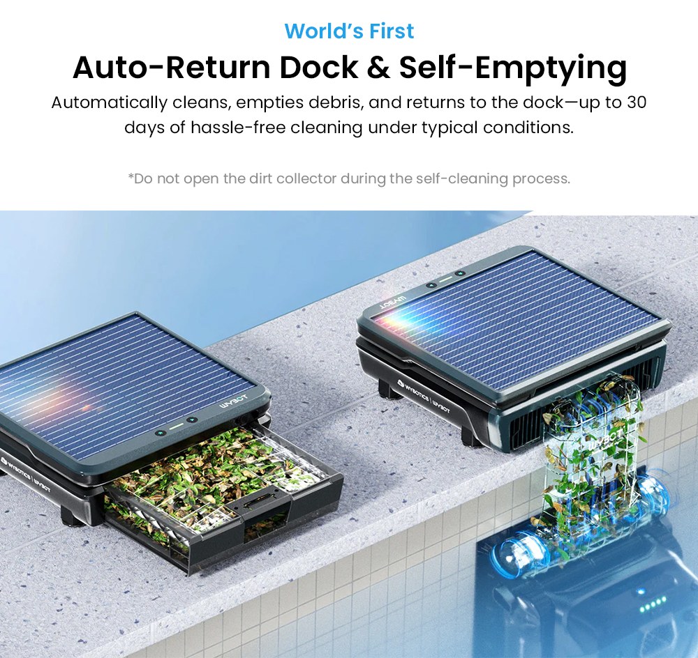 WYBOT S3 Cordless Robotic Pool Cleaner, 3D Mapping & Smart Navigation, 3H Runtime, 10L Debris Bin, Self-Parking & Auto-Cleaning, Solar + DC Dual Power, Multi-Surface Compatible