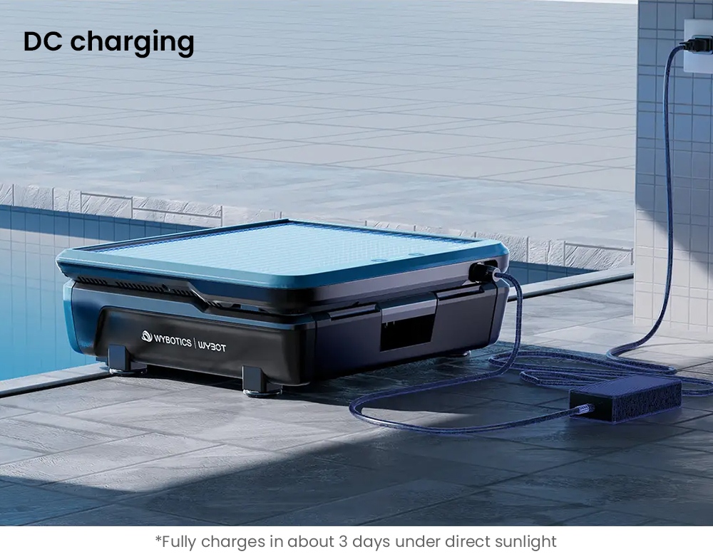 WYBOT S3 Cordless Robotic Pool Cleaner, 3D Mapping & Smart Navigation, 3H Runtime, 10L Debris Bin, Self-Parking & Auto-Cleaning, Solar + DC Dual Power, Multi-Surface Compatible