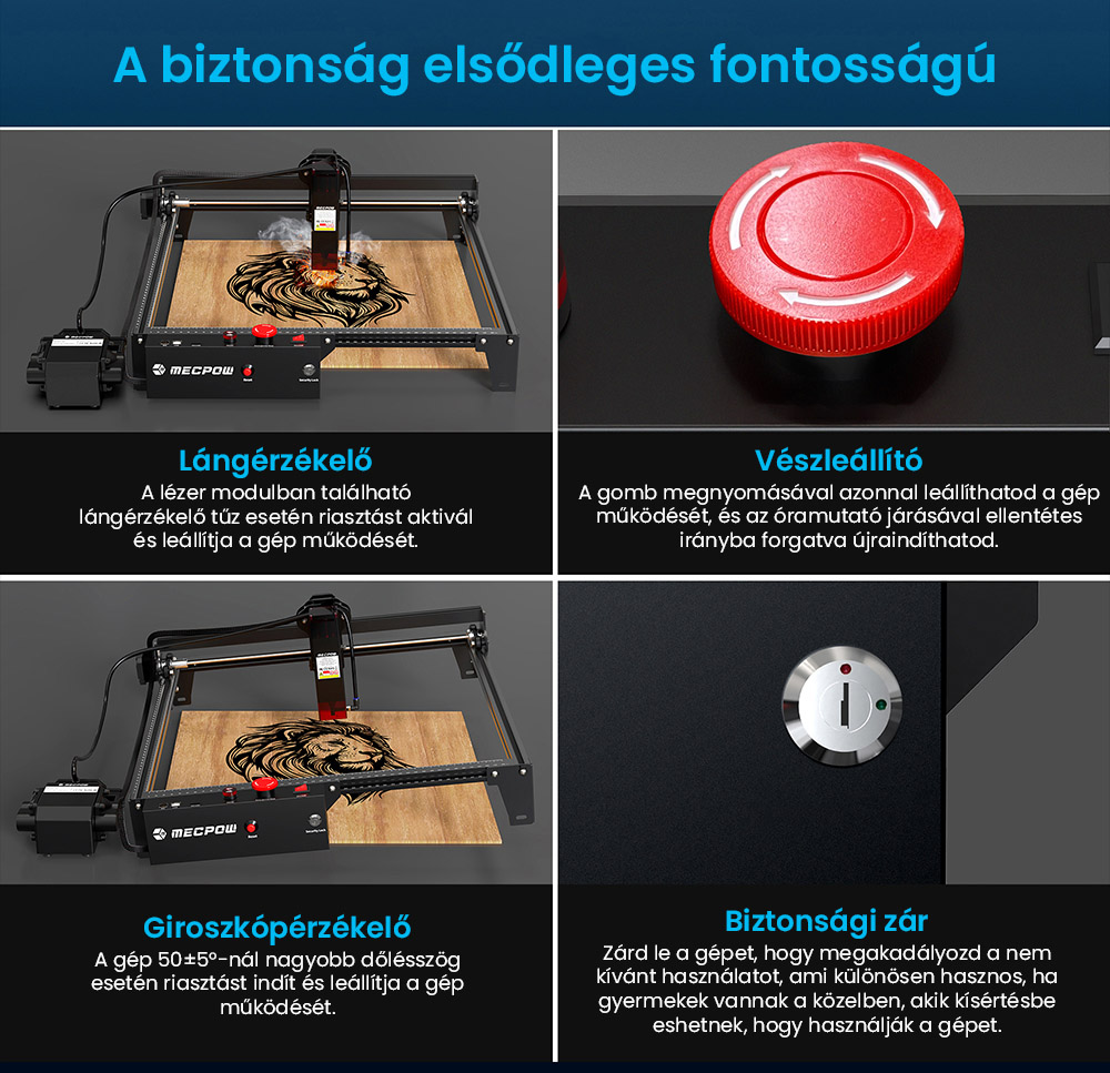 Mecpow X3 Pro 10W-os l&eacute;zergrav&iacute;roz&oacute; levegős r&aacute;seg&iacute;t&eacute;sű k&eacute;szlettel