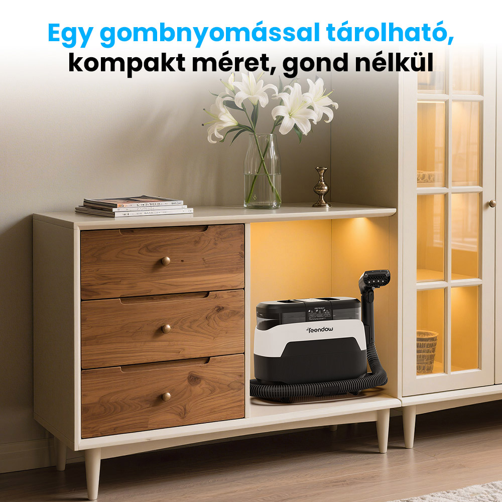 Teendow C6 MAX 3 az 1-ben k&aacute;rpit- &eacute;s szőnyegtiszt&iacute;t&oacute;, 1650 W gőz, 12000 Pa sz&iacute;v&oacute;erő, dupla tart&aacute;ly, h&aacute;zi&aacute;llatbar&aacute;t