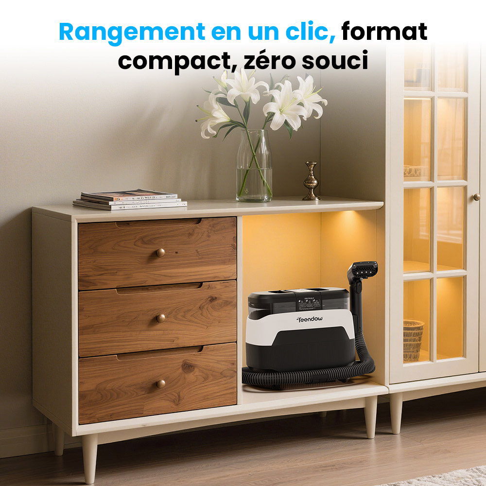 Nettoyeur de tapis et tissus d'ameublement 3 en 1 Teendow C6 MAX, vapeur 1650 W, aspiration 12&nbsp;000 Pa, deux r&eacute;servoirs, adapt&eacute; aux animaux