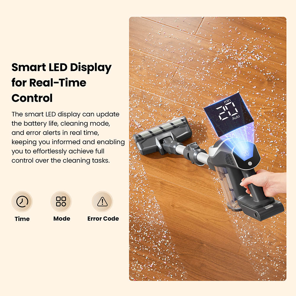 JIMMY JV9 Pro Aqua Cordless Vacuum Cleaner, 160AW Strong Suction, 65 Mins Long Runtime, 2-in-1 Vacuum & Mop, LED Display, Handheld Stick Vacuum for Hard Floor, Carpet & Pet Hair