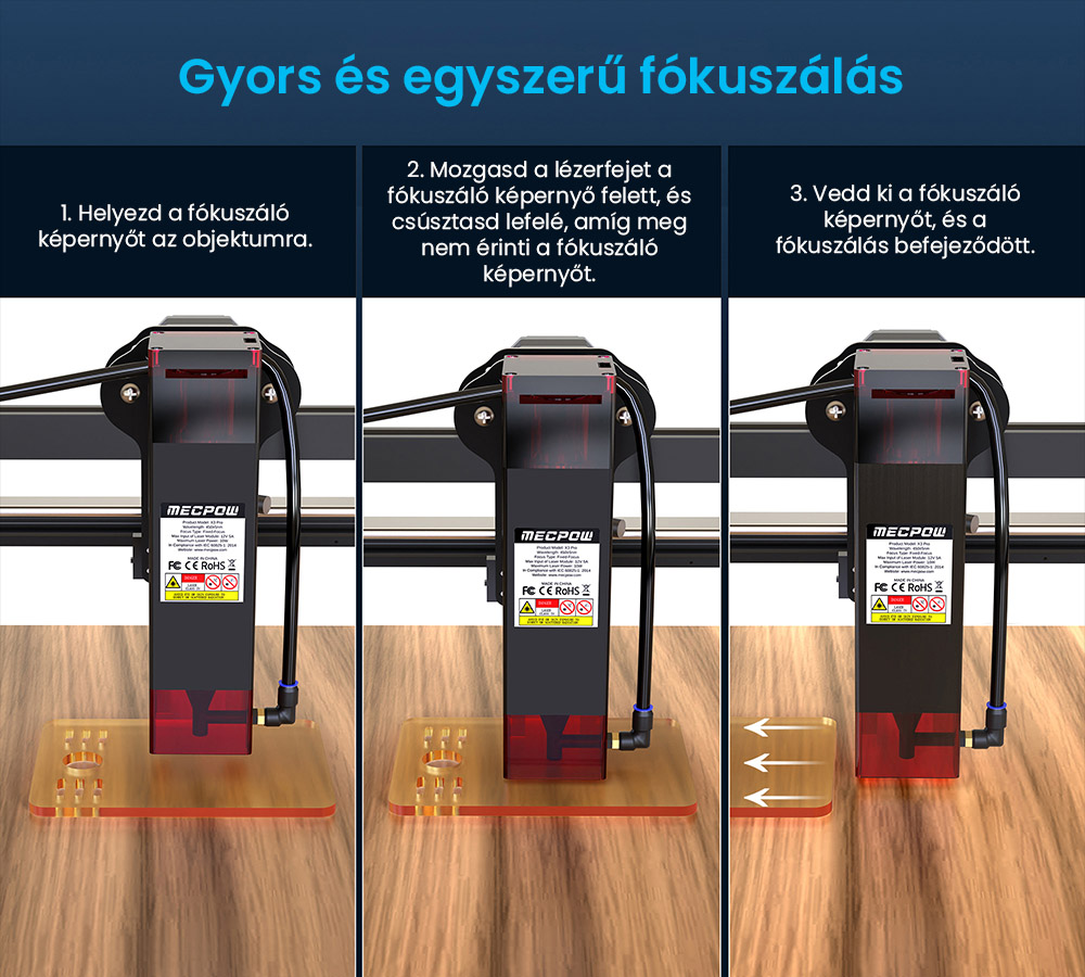 Mecpow X3 Pro 10W-os l&eacute;zergrav&iacute;roz&oacute; levegős r&aacute;seg&iacute;t&eacute;sű k&eacute;szlettel