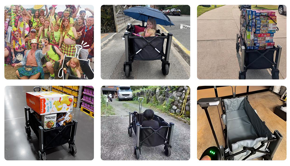 LITEFAR Orion Remote-Controlled Electric Wagon, 500W Quiet Hub Motor, 140L Cargo Capacity, 7.5” Solid Rubber All-Terrain Wheels with Brakes, 24,000mAh Battery, 7.5-Mile Range, 3-Speed Control, Foldable Aluminum Frame