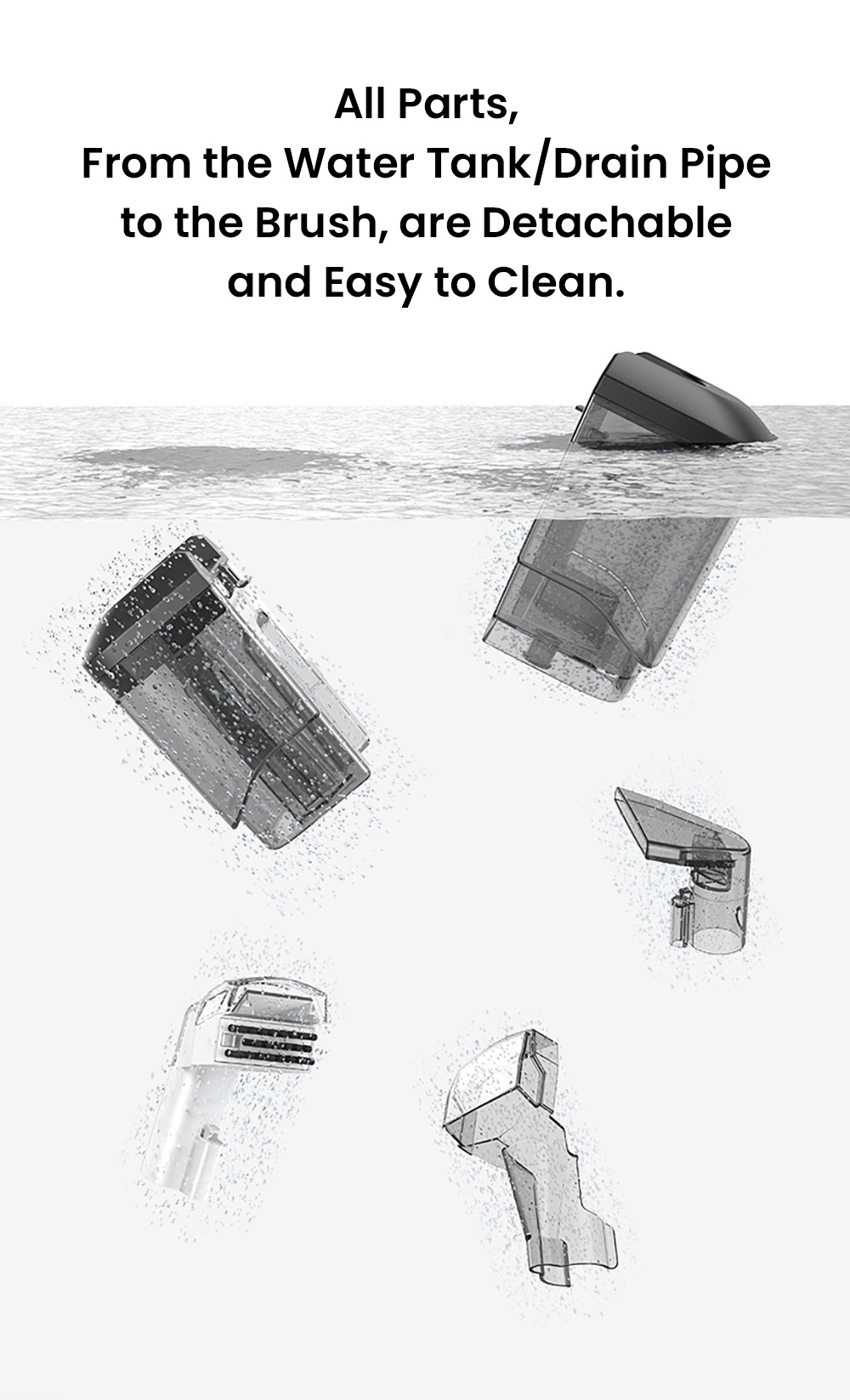 MAMNV C3 Nettoyeur de Tissus Portable, Aspiration 13 000 Pa, Moteur &agrave; Brosse 500 W, Tuyau Flexible 1,5 m, R&eacute;servoir Propre 1000 ml & R&eacute;servoir D&eacute;chets 500 ml, L&eacute;ger et Silencieux, pour Canap&eacute;/Tapis/Matelas/Voiture
